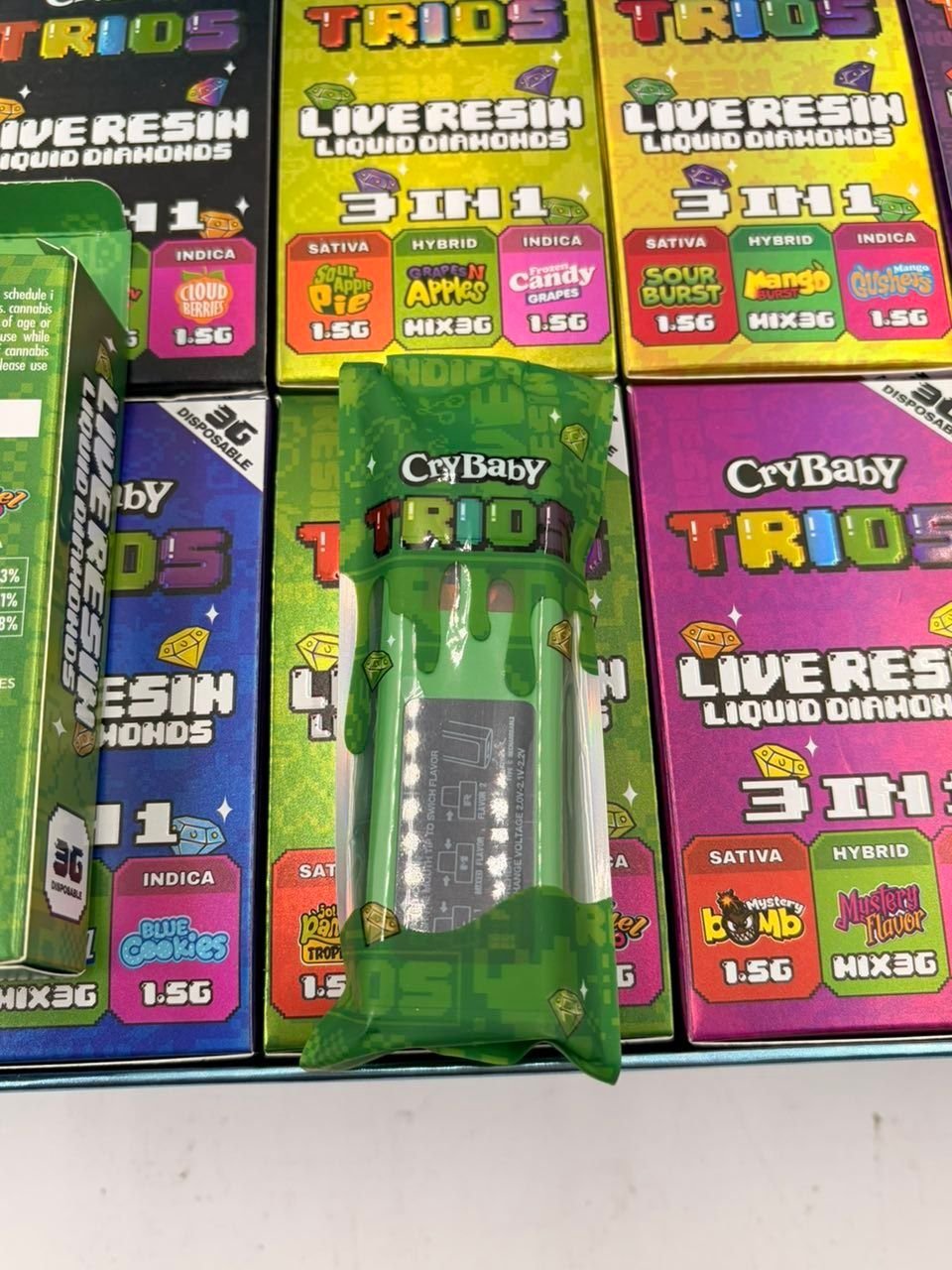 CRYBABY TRIOS 3G DISPOSABLE 3IN1 LIQUID DIAMONDS+LIVE RESIN - Image 6